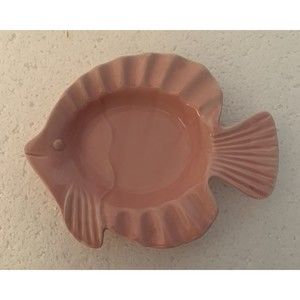Ceramic Pink Fish Soap Dish Trinket Candy Dish Ashtray Japan Nautical 7" x 5.5"